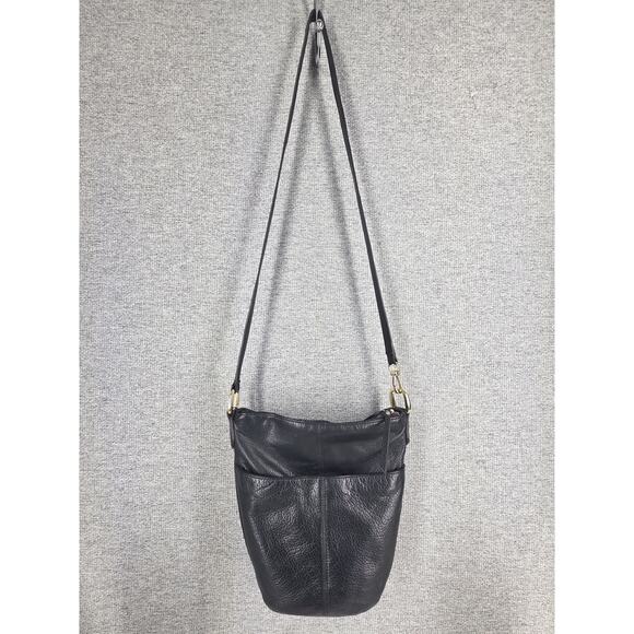 B. MAKOWSKY WOMEN’S BLACK LEATHER CROSSBODY BUCKET HOBO PURSE — STYLE A226297 - Picture 12 of 16